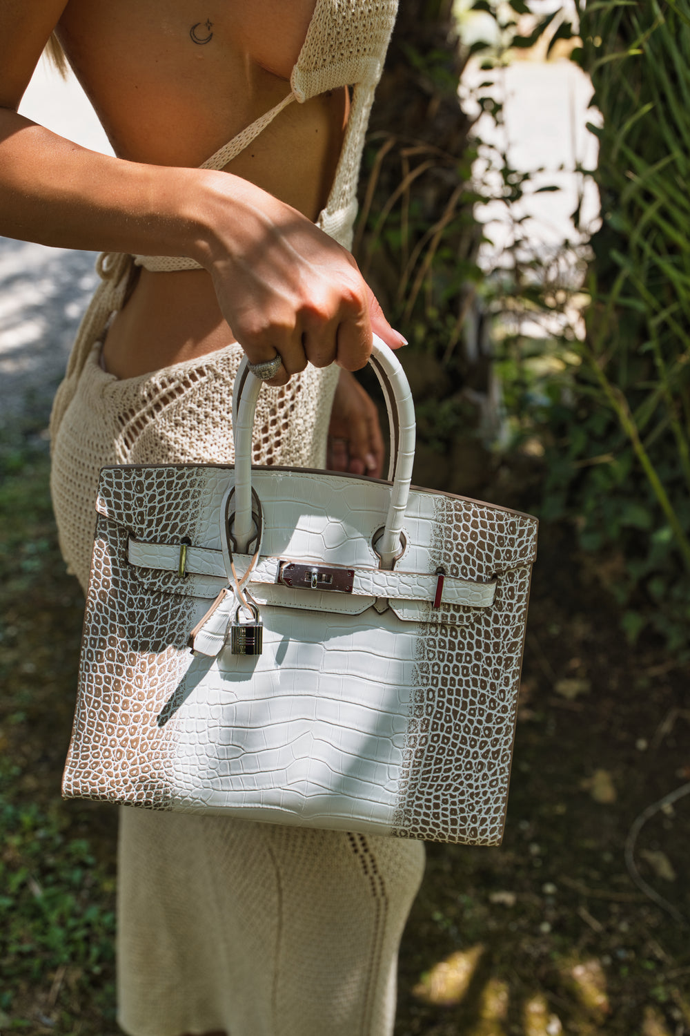 Brigitte 30 Croco Handbags - White - Grey