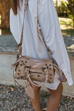 Carlotta Heart Mirror Bag - Sand