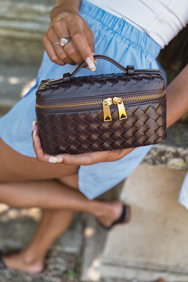 Cassandra Small Woven Bag - Wine