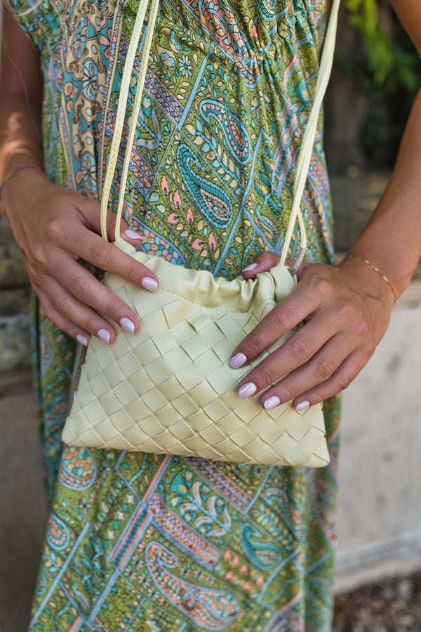 Giada Woven Pouch Bag - Yellow Butter