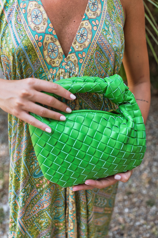 Gioia Small Woven Bag - Bright green