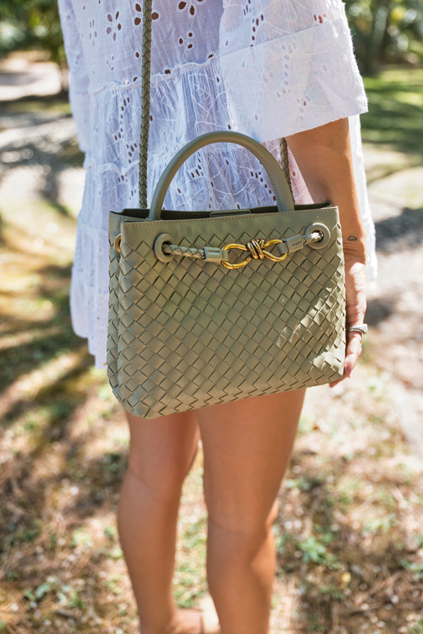 Sabrina Woven Bag - Travertine Green