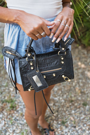 Vittoria Mirror Bag - Black - Gold